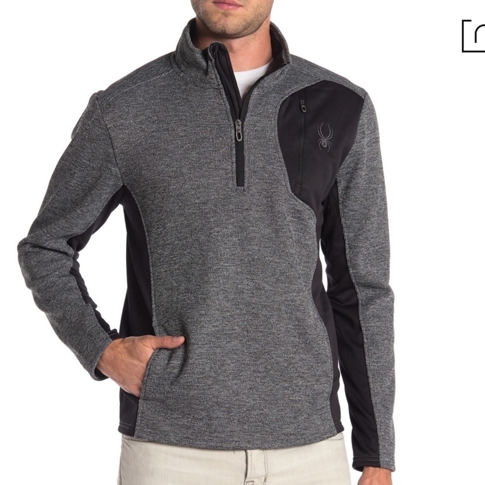 SPYDER Raider Quarter Zip Pullover Sweater In Polar Marble Small Winter Warm Sm